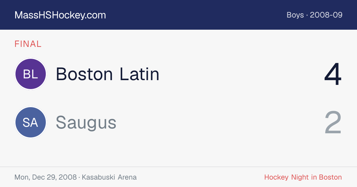 Boston Latin at Saugus score card