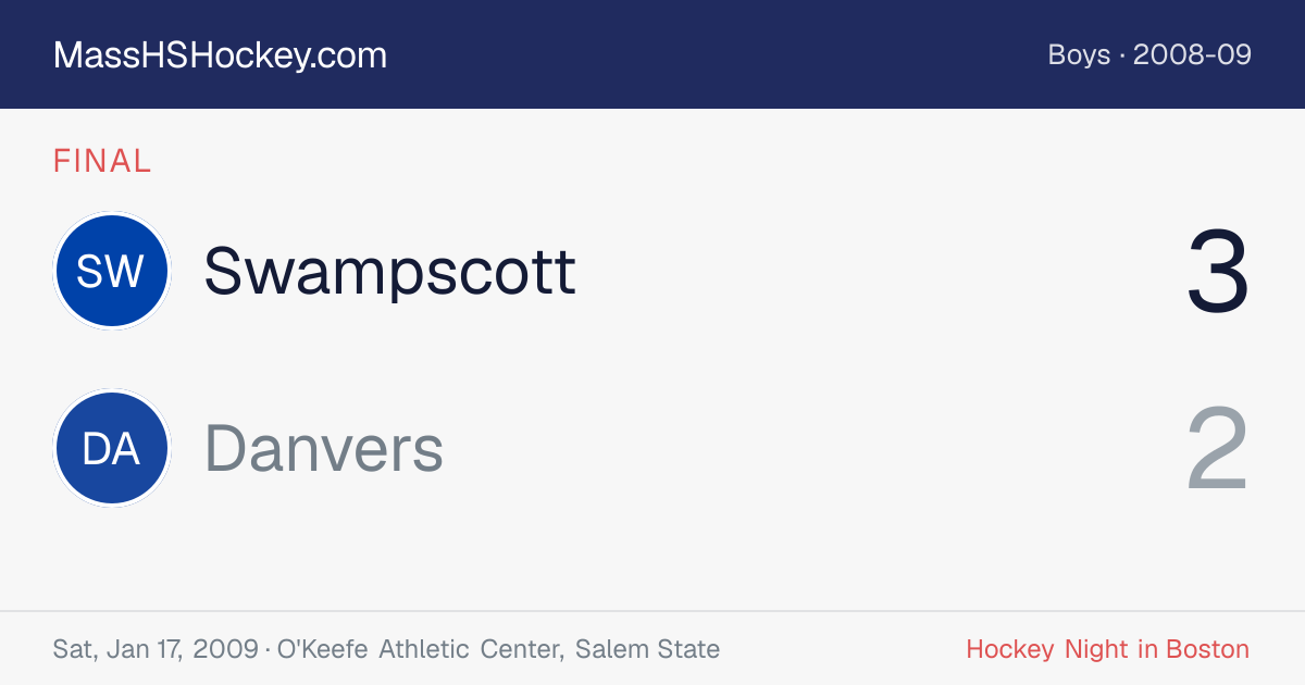 Swampscott at Danvers score card