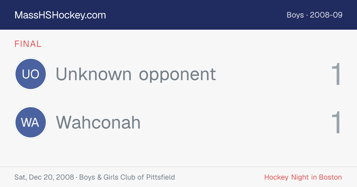 Unknown opponent at Wahconah score card