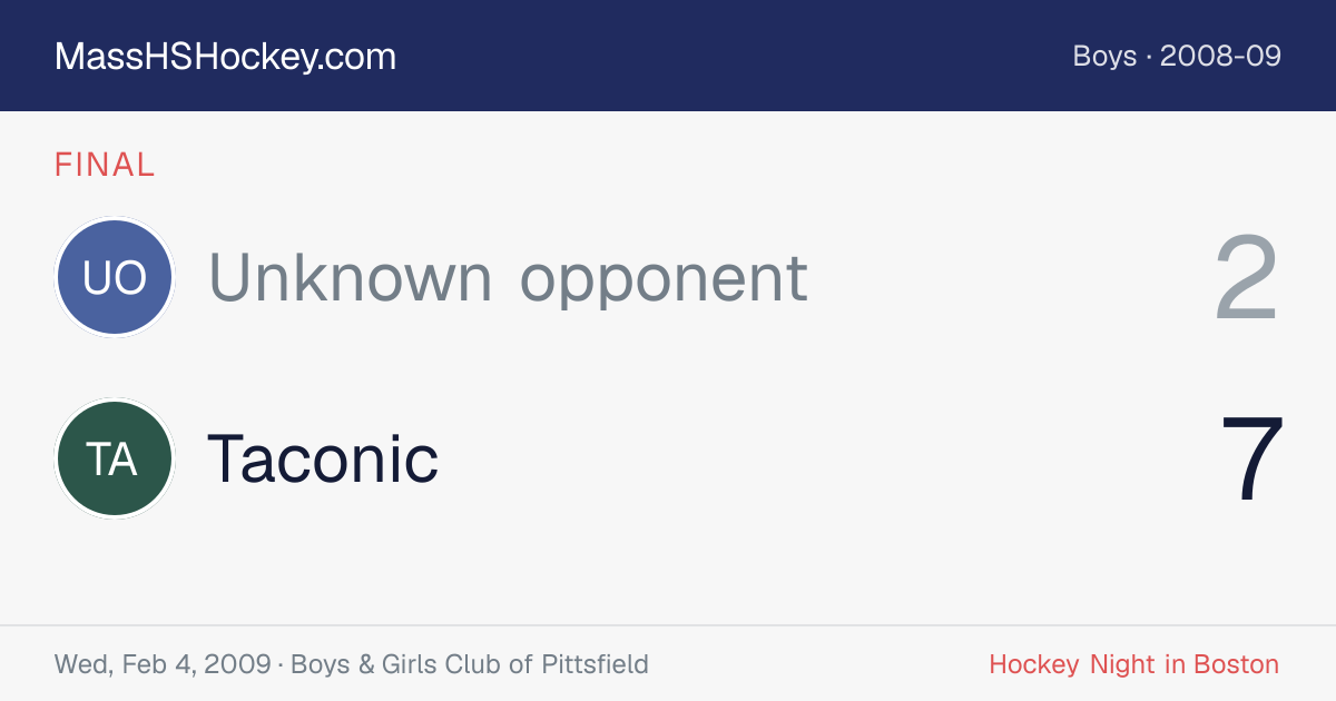 Unknown opponent at Taconic score card