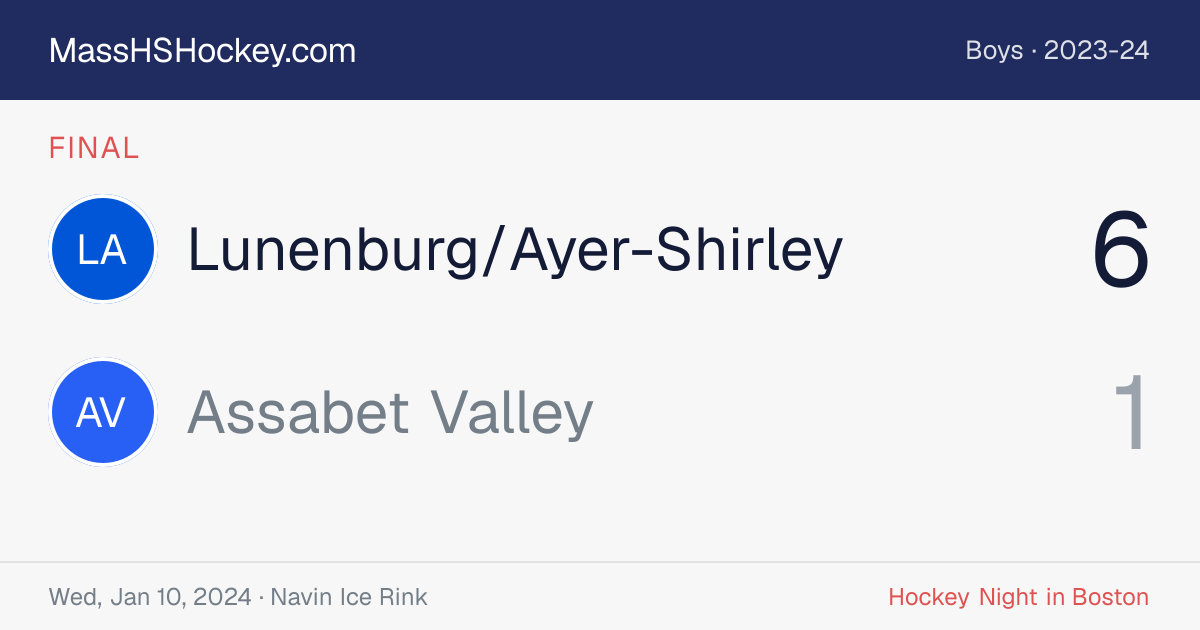 Lunenburg/Ayer-Shirley at Assabet Valley score card
