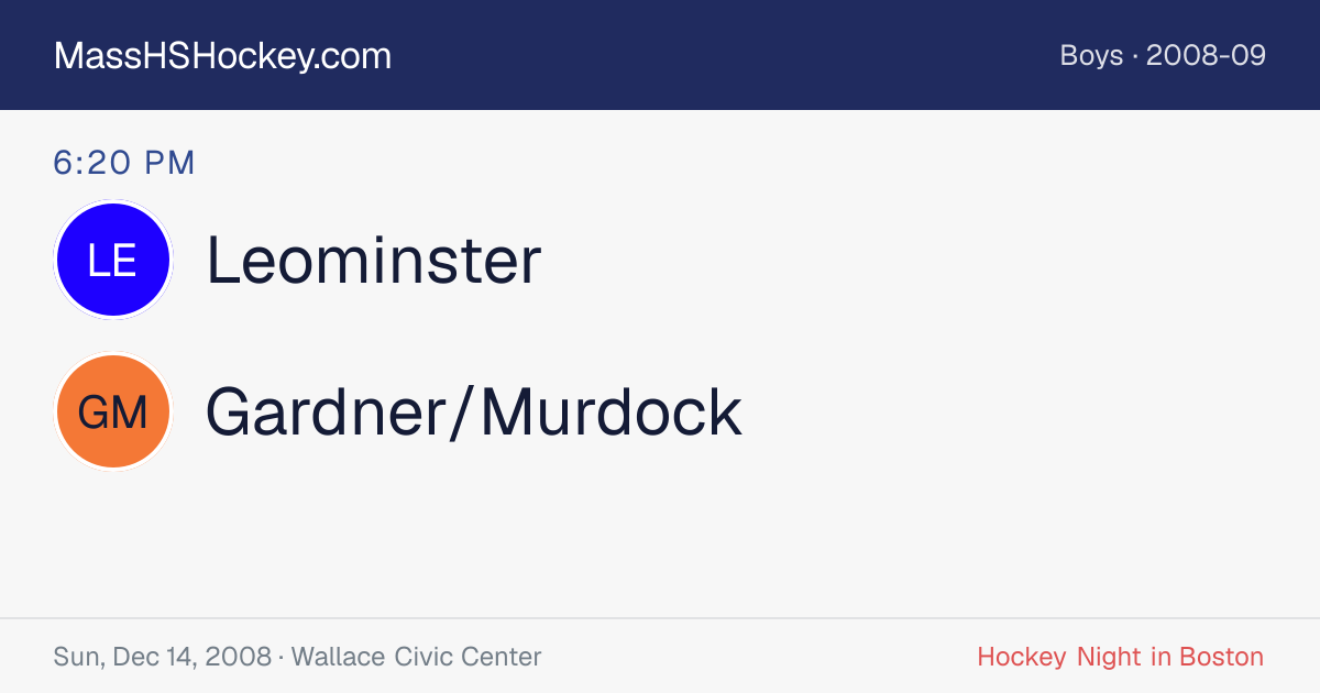 Leominster at Gardner/Murdock score card