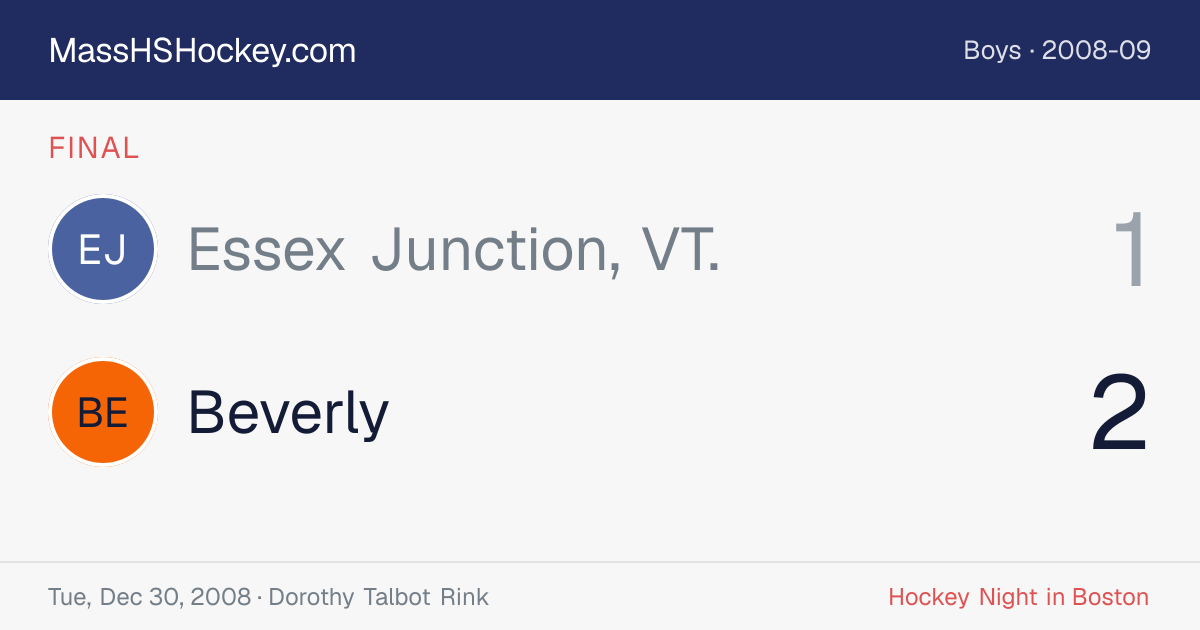 Essex Junction, VT. at Beverly score card