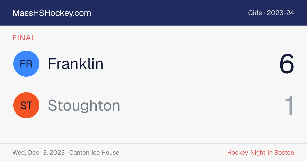 Franklin at Stoughton score card
