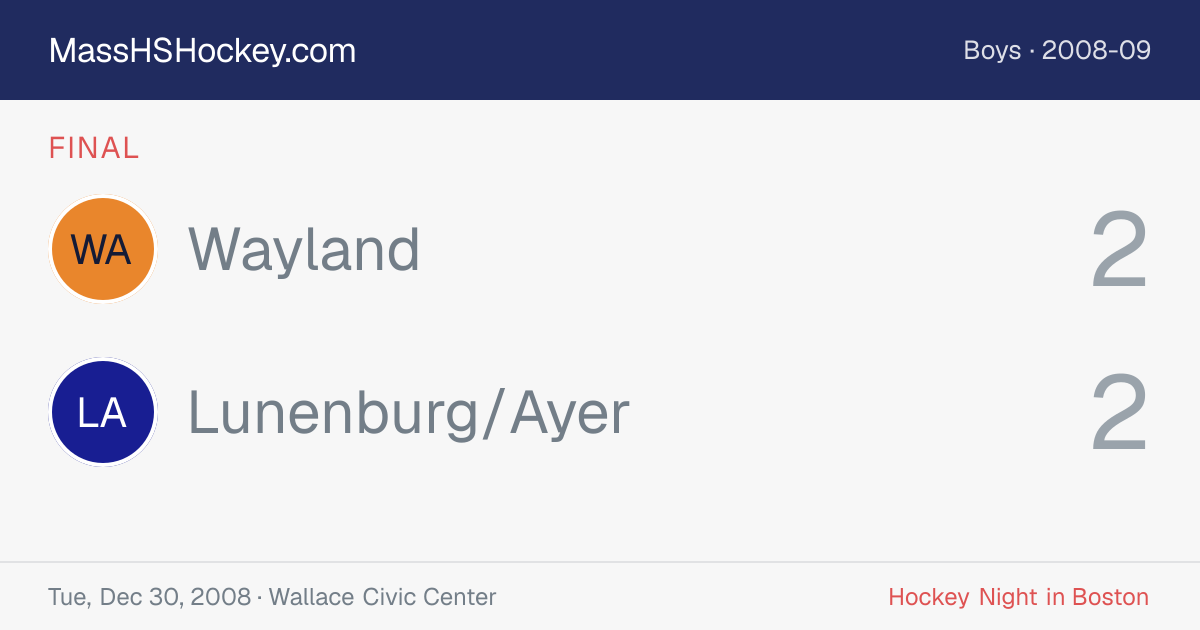 Wayland at Lunenburg/Ayer score card