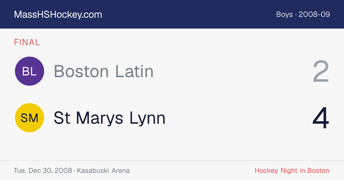 Boston Latin at St Marys Lynn score card