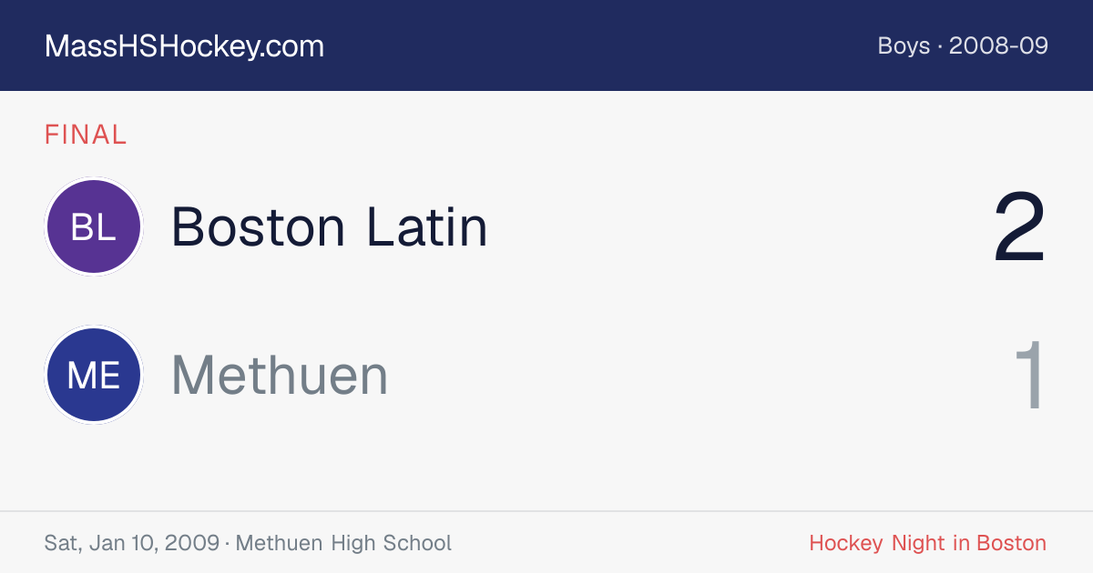 Boston Latin at Methuen score card