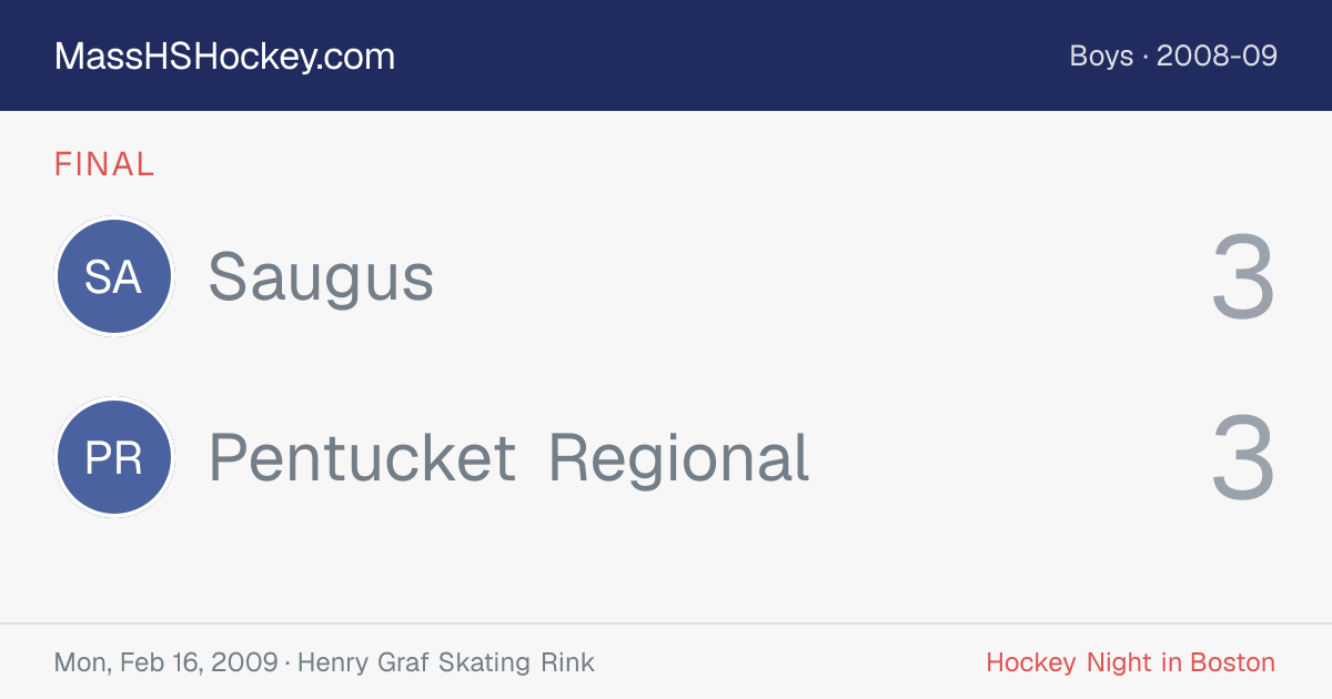 Saugus at Pentucket Regional score card