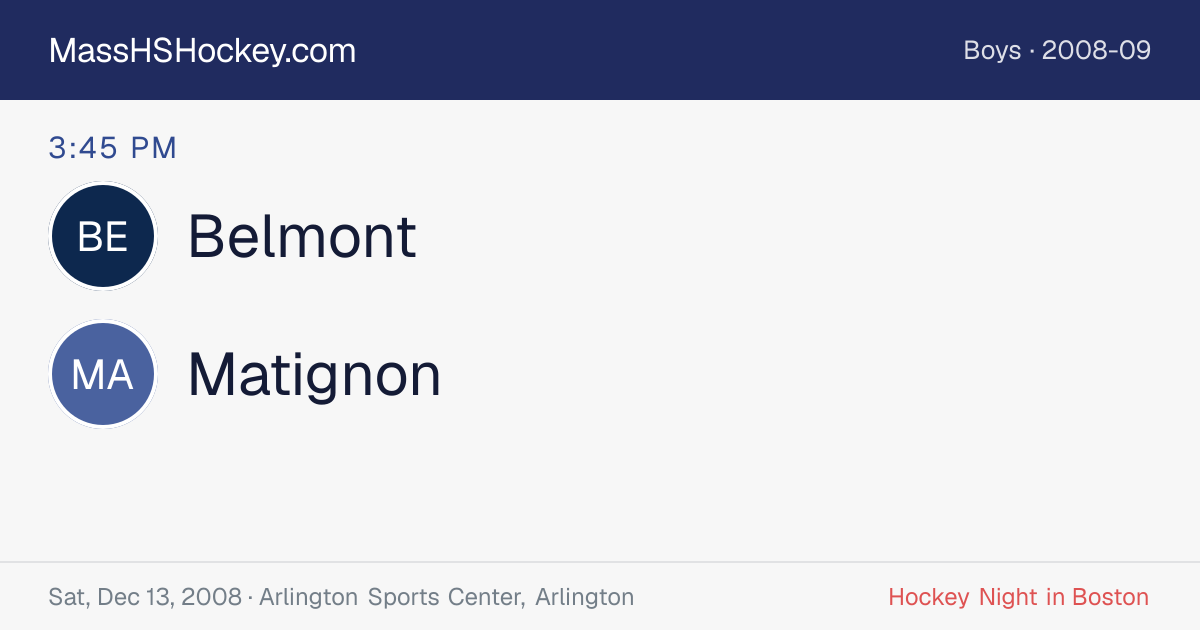 Belmont at Matignon score card