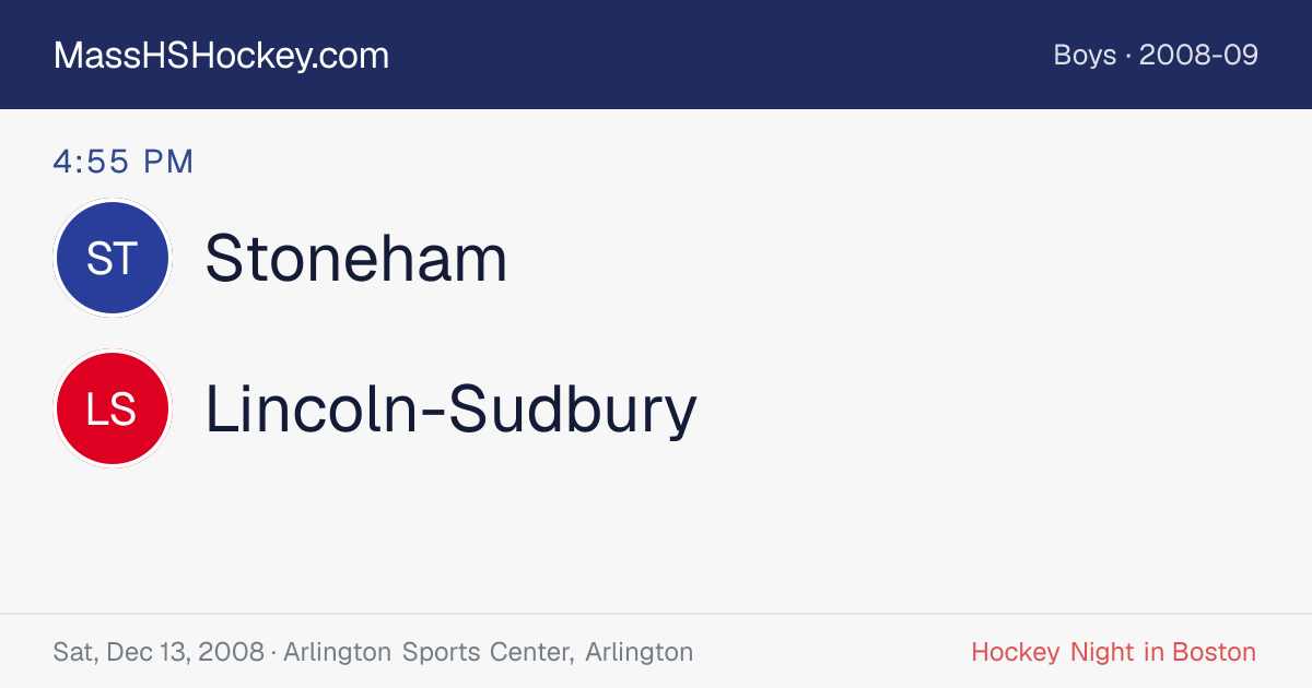 Stoneham at Lincoln-Sudbury score card