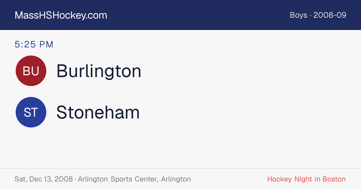 Burlington at Stoneham score card