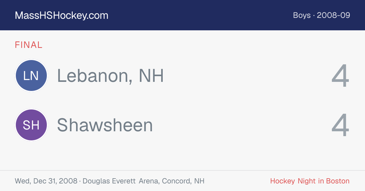 Lebanon, NH at Shawsheen score card