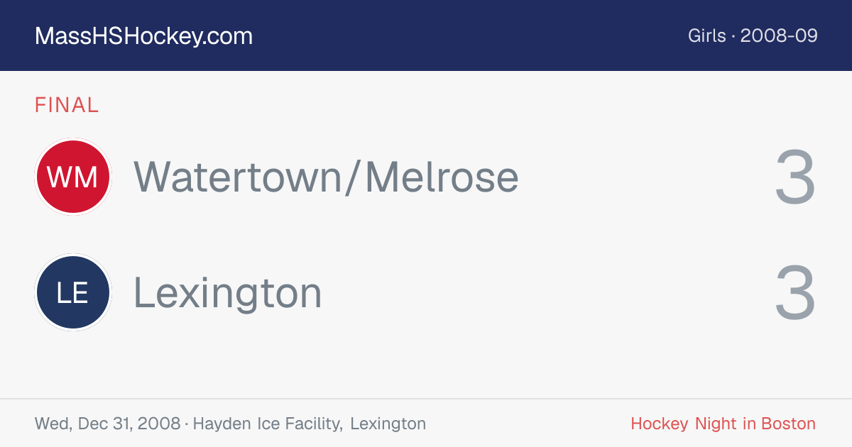 Watertown/Melrose at Lexington score card