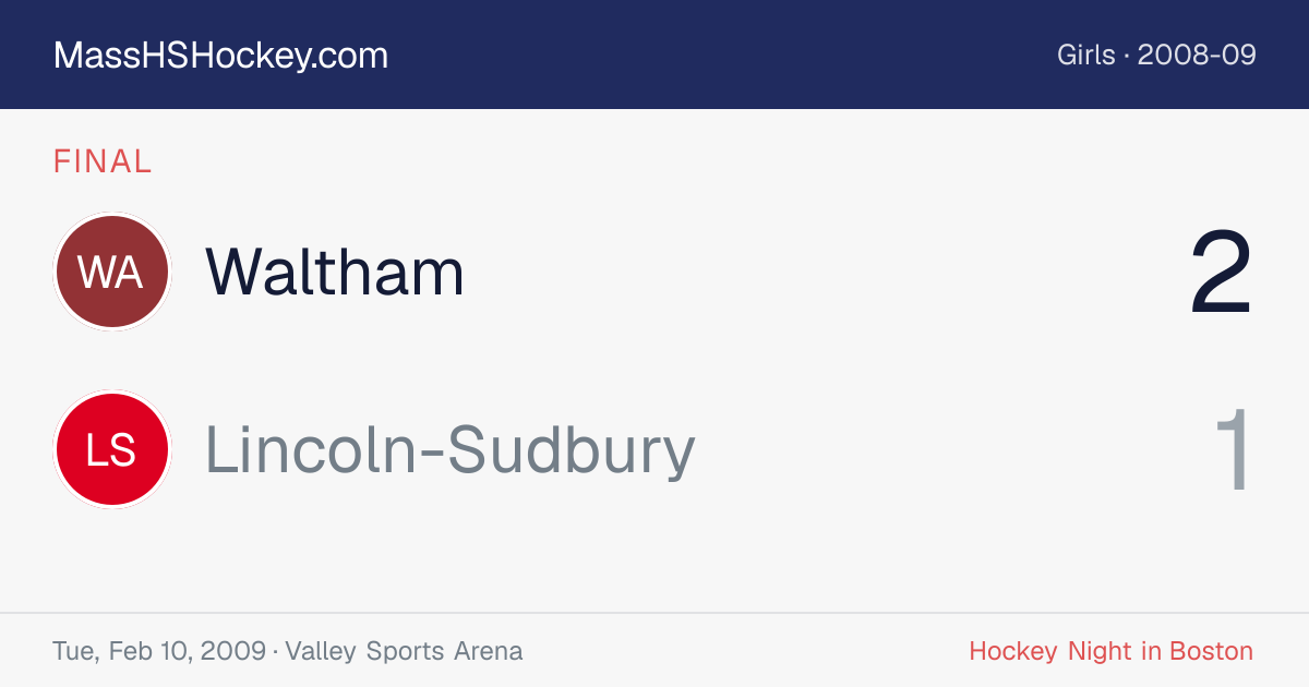 Waltham at Lincoln-Sudbury score card