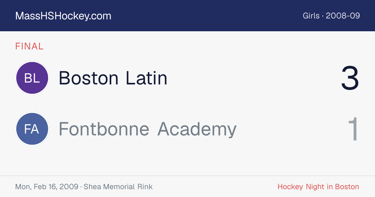 Boston Latin at Fontbonne Academy score card