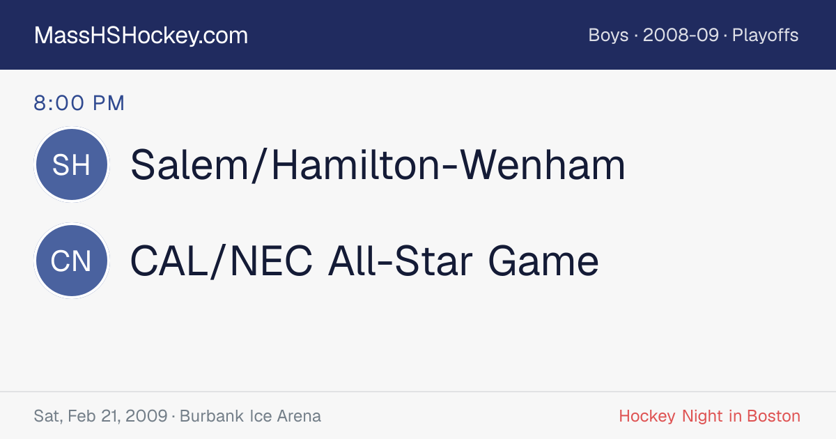 Salem/Hamilton-Wenham at CAL/NEC All-Star Game score card