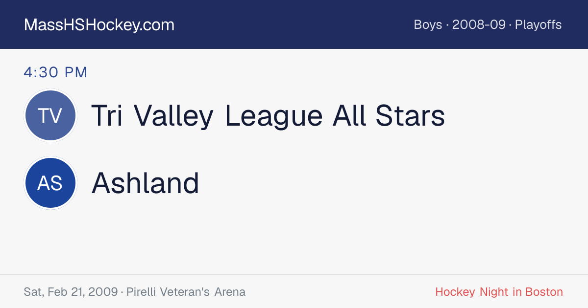 Tri Valley League All Stars at Ashland score card