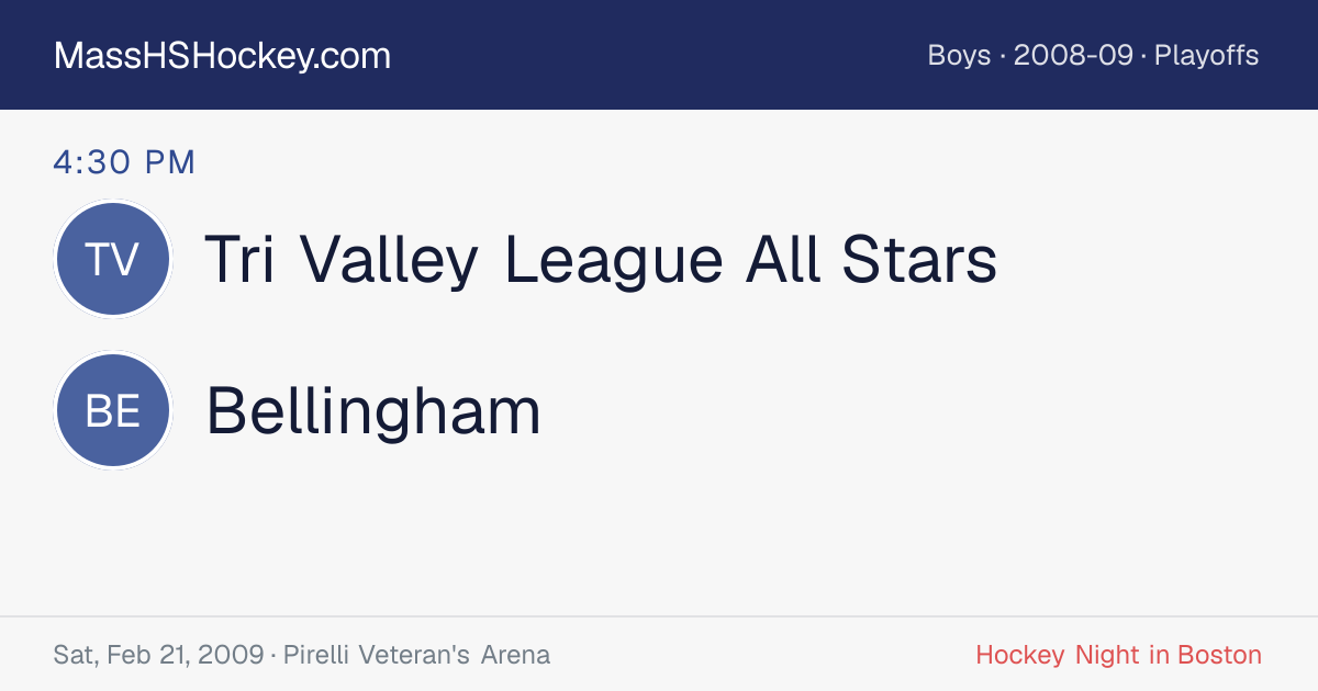 Tri Valley League All Stars at Bellingham score card