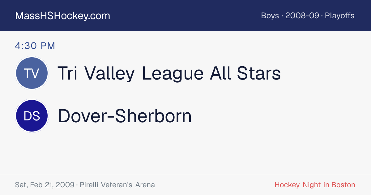 Tri Valley League All Stars at Dover-Sherborn score card