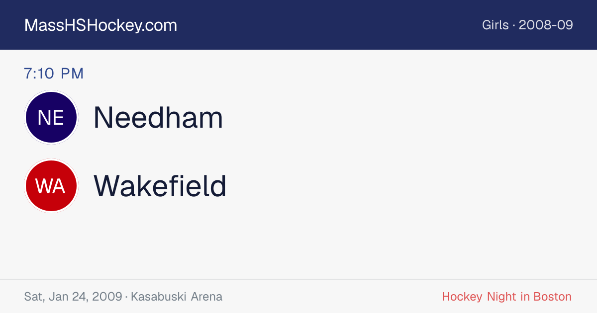 Needham at Wakefield score card