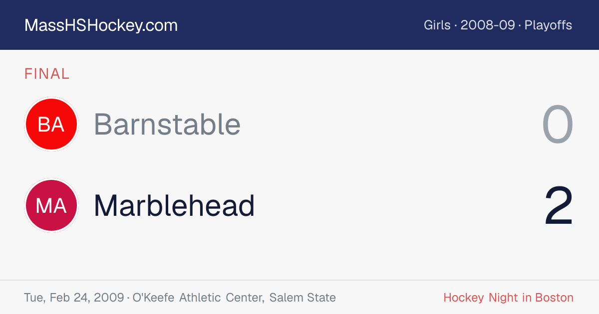 Barnstable at Marblehead score card
