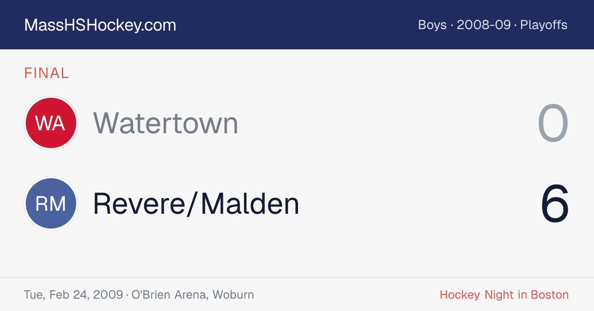 Watertown at Revere/Malden score card