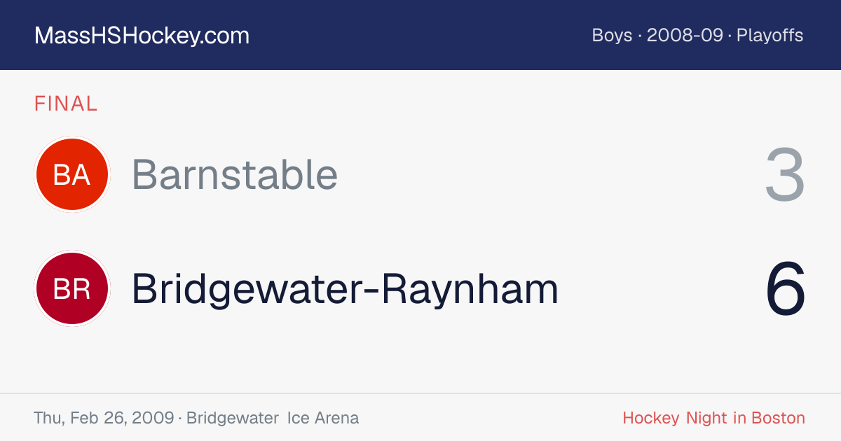 Barnstable at Bridgewater-Raynham score card
