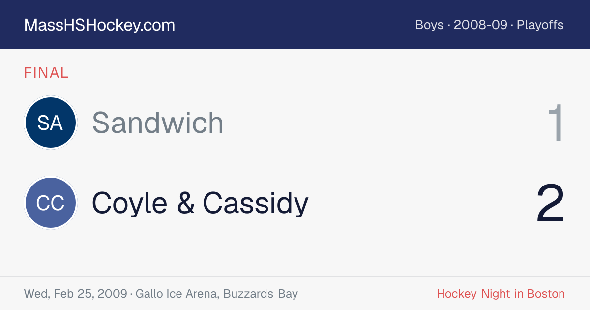 Sandwich at Coyle & Cassidy score card
