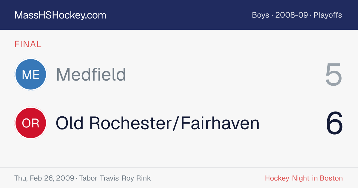 Medfield at Old Rochester/Fairhaven score card