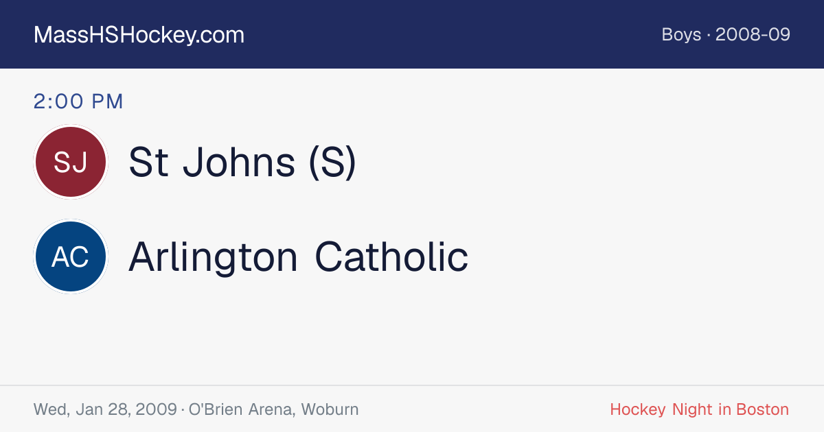 St Johns (S) at Arlington Catholic score card
