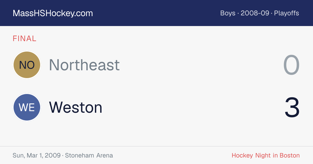 Northeast at Weston score card