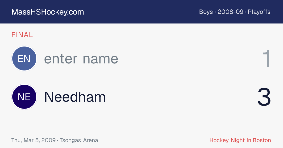 enter name at Needham score card