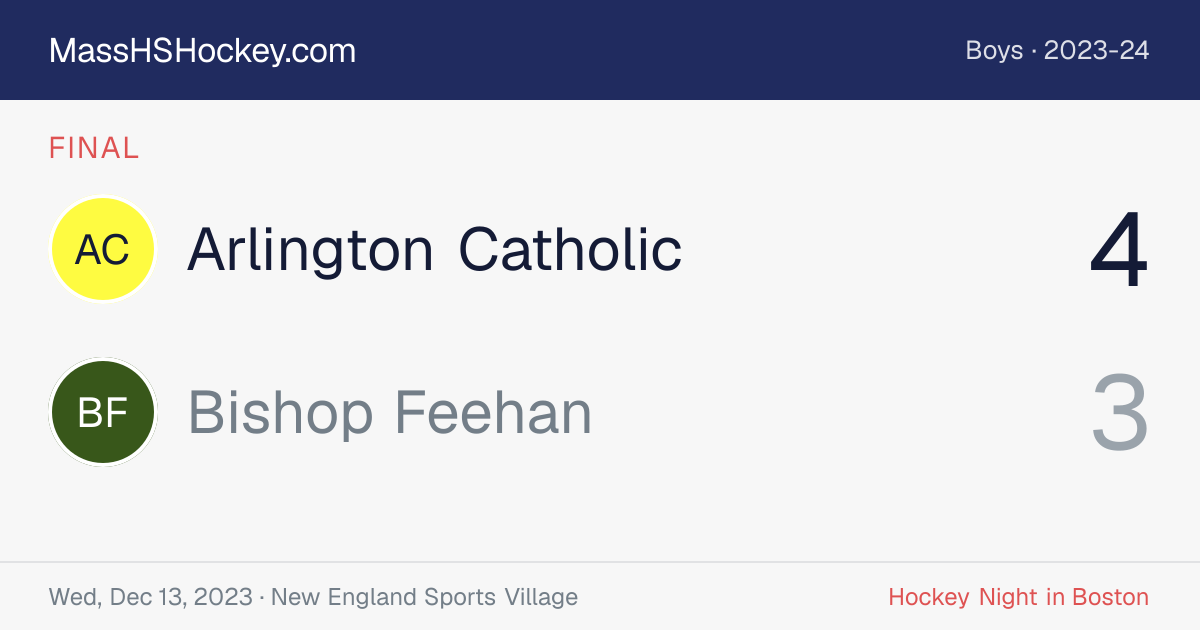 Arlington Catholic at Bishop Feehan score card