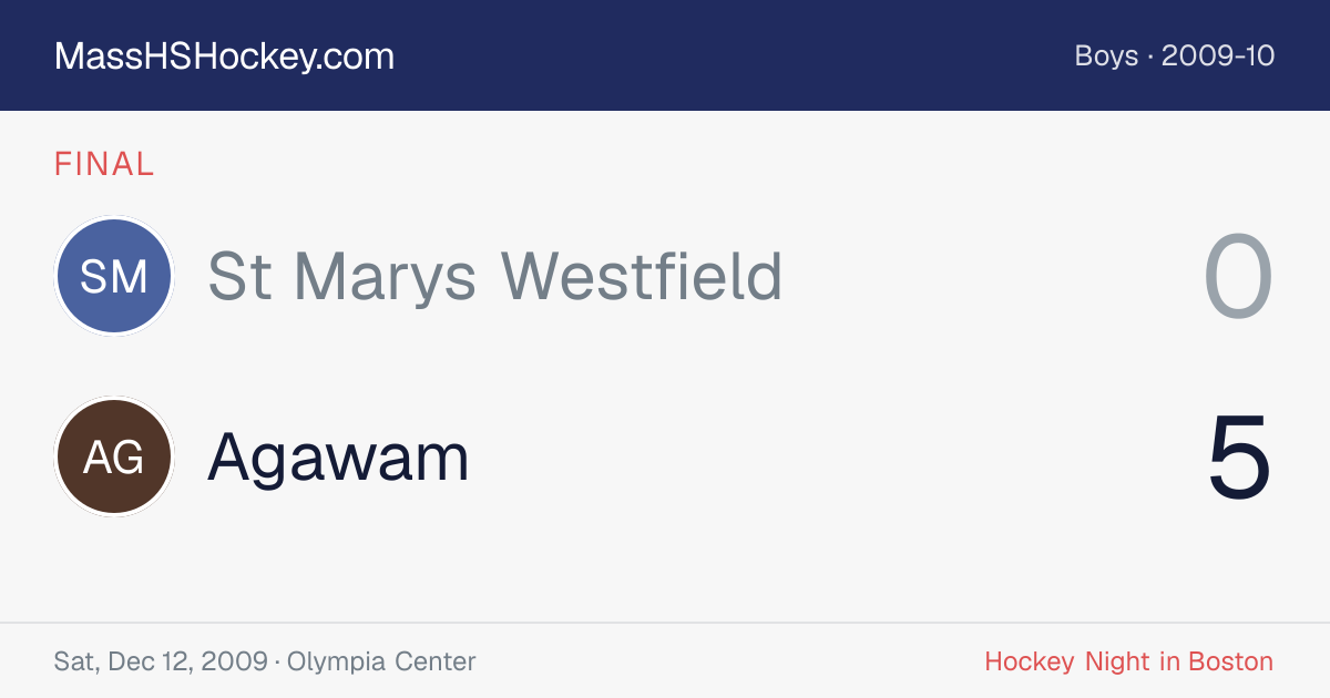 St Marys Westfield at Agawam score card