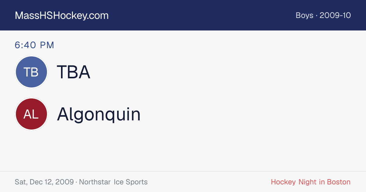 TBA at Algonquin score card