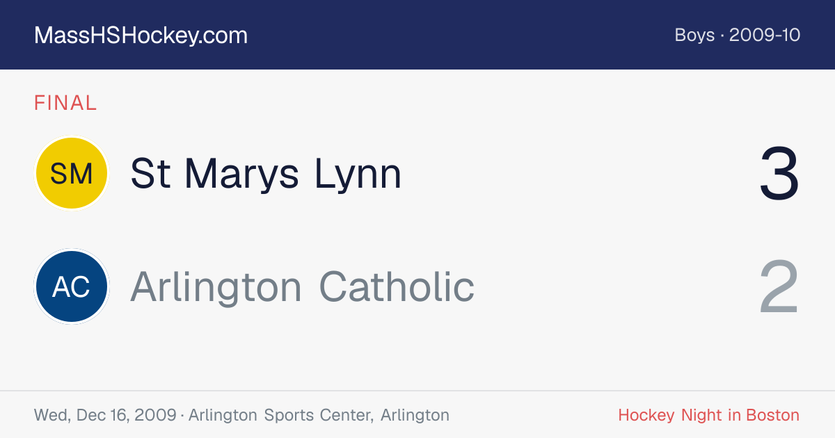 St Marys Lynn at Arlington Catholic score card