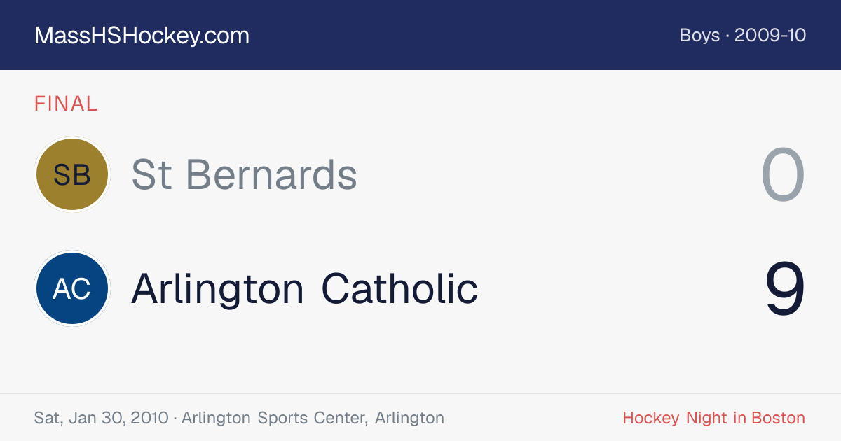 St Bernards at Arlington Catholic score card