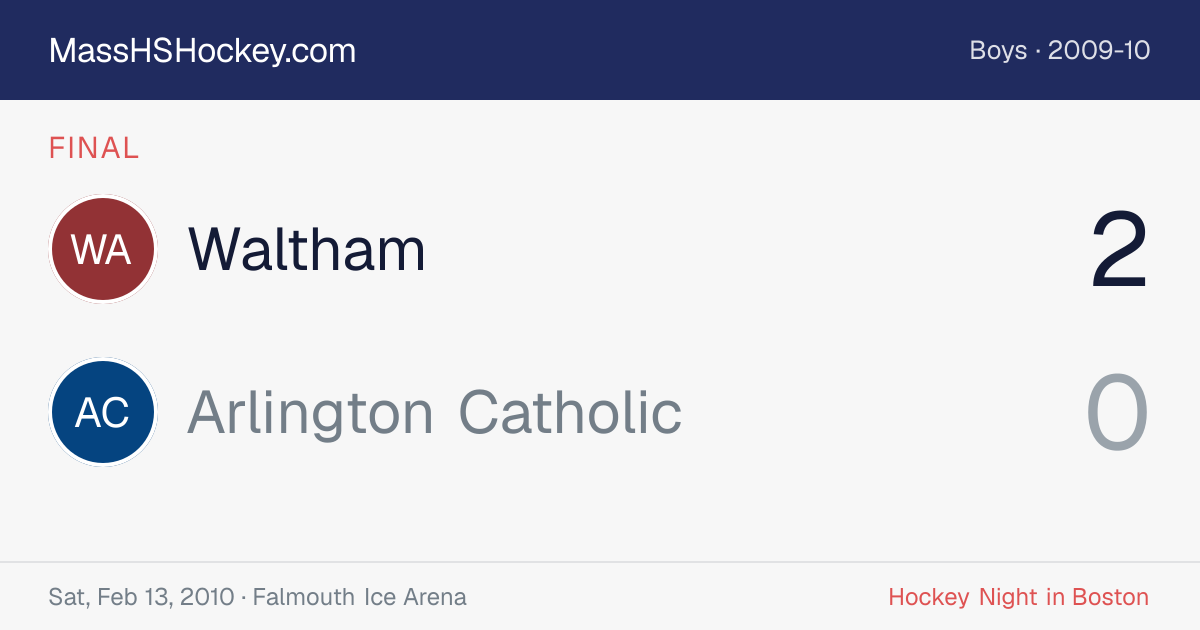 Waltham at Arlington Catholic score card