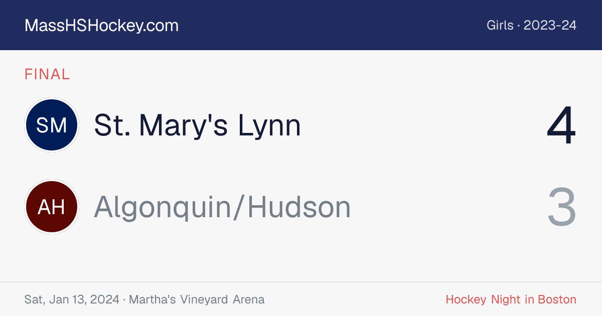 St. Mary's Lynn at Algonquin/Hudson score card