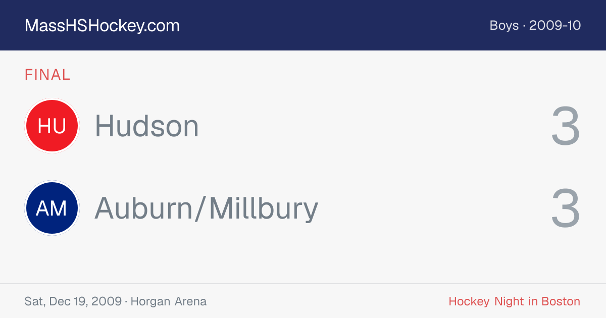 Hudson at Auburn/Millbury score card