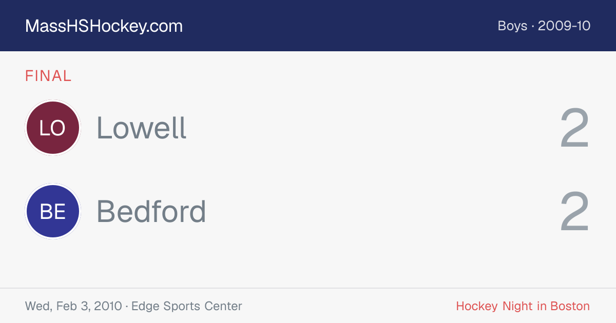 Lowell at Bedford score card