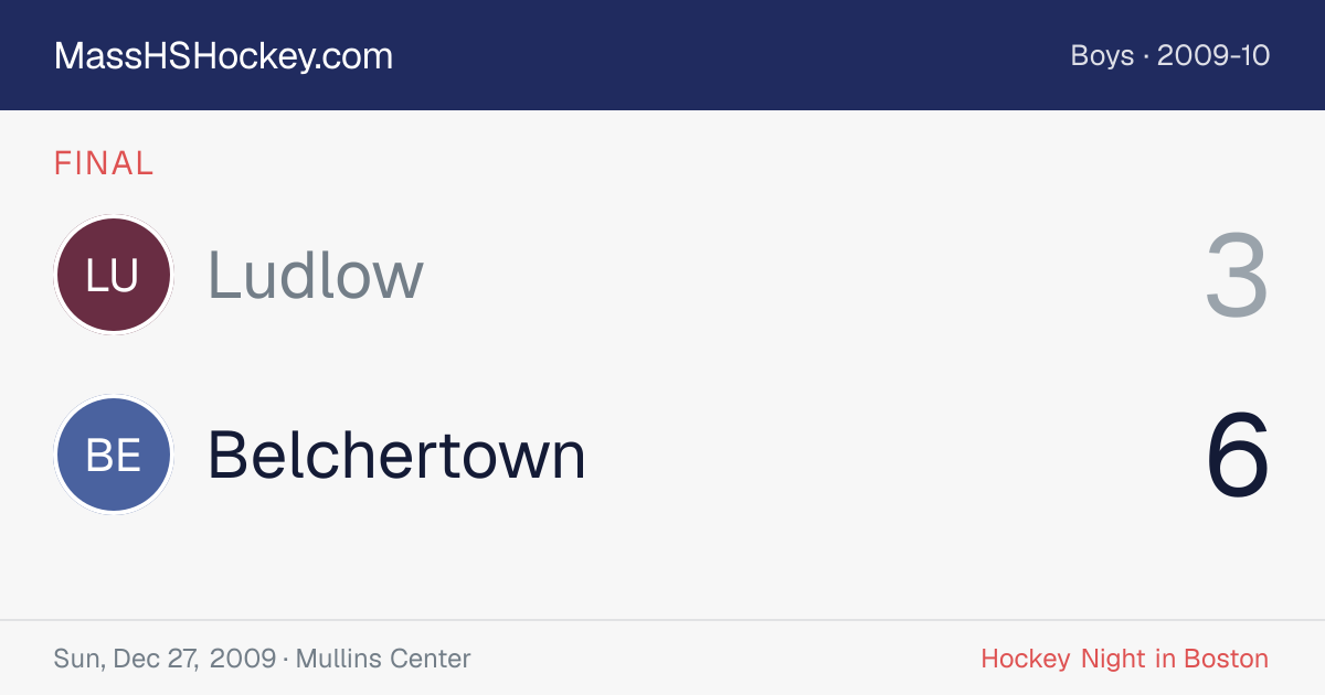 Ludlow at Belchertown score card