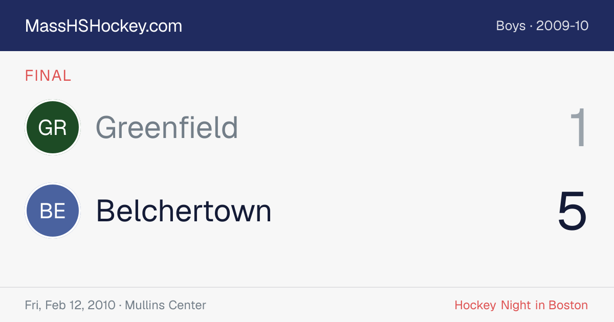 Greenfield at Belchertown score card