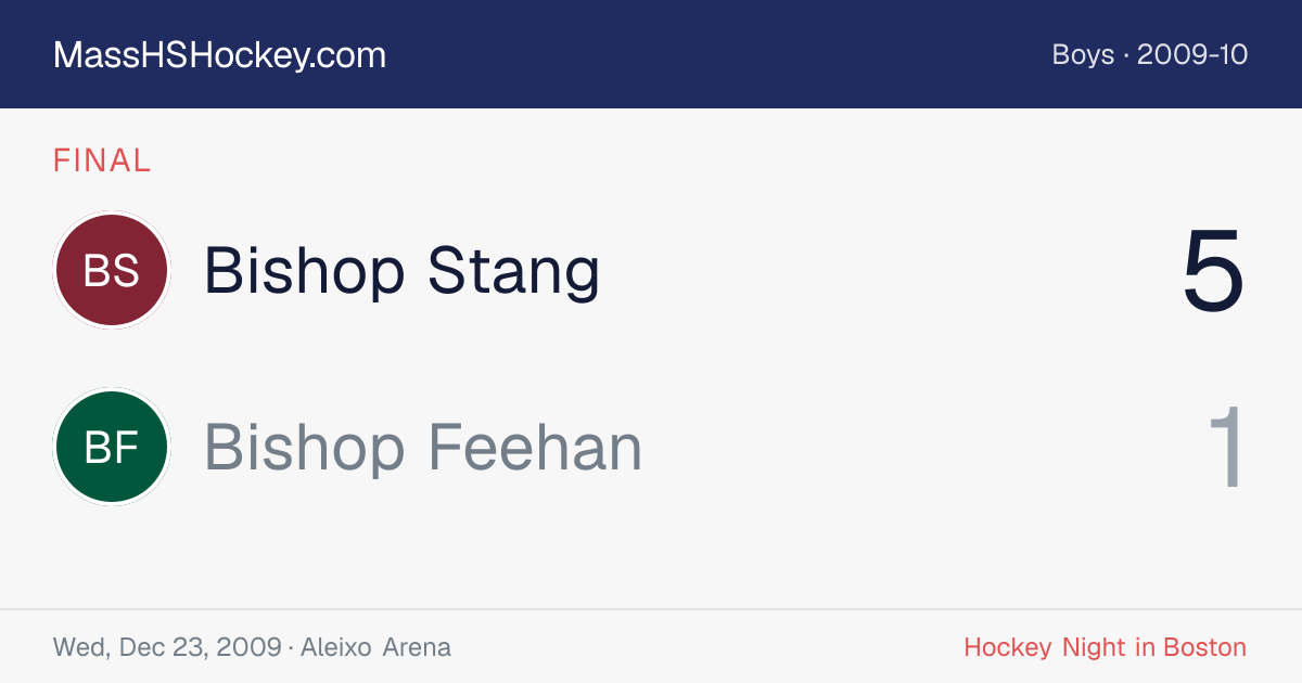 Bishop Stang at Bishop Feehan score card