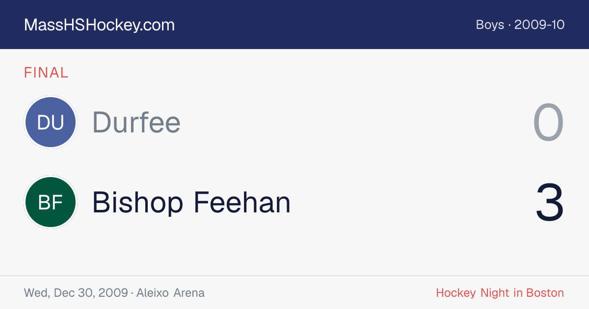 Durfee at Bishop Feehan score card