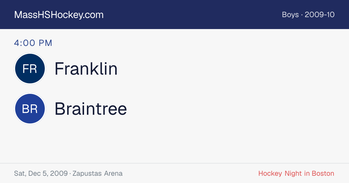 Franklin at Braintree score card