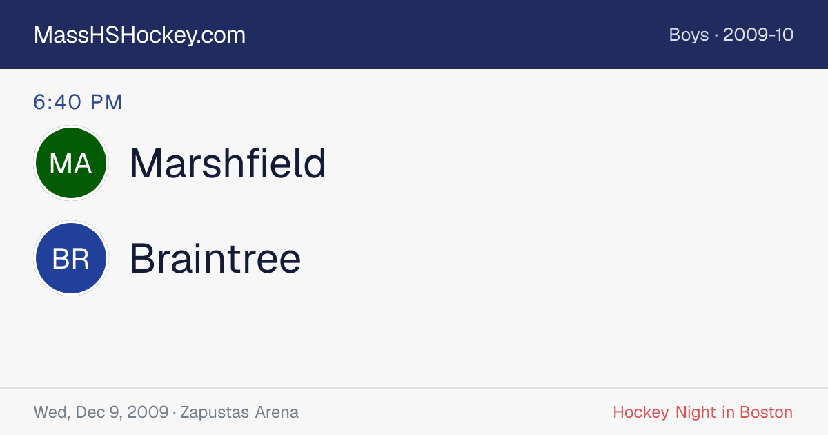 Marshfield at Braintree score card