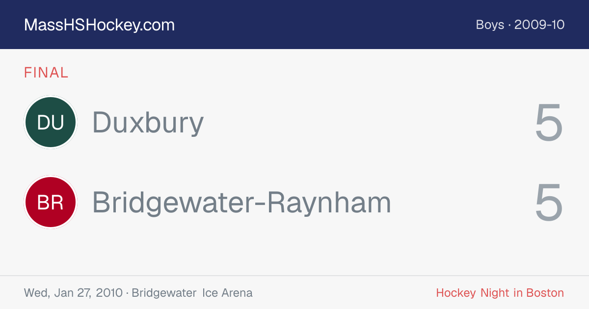 Duxbury at Bridgewater-Raynham score card