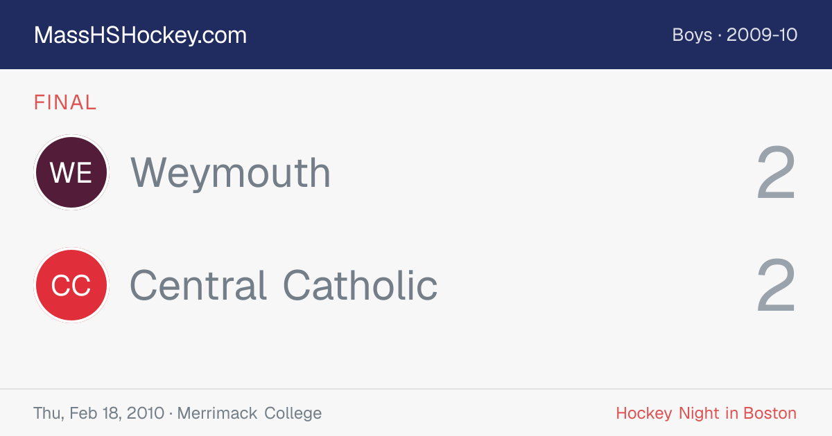 Weymouth at Central Catholic score card