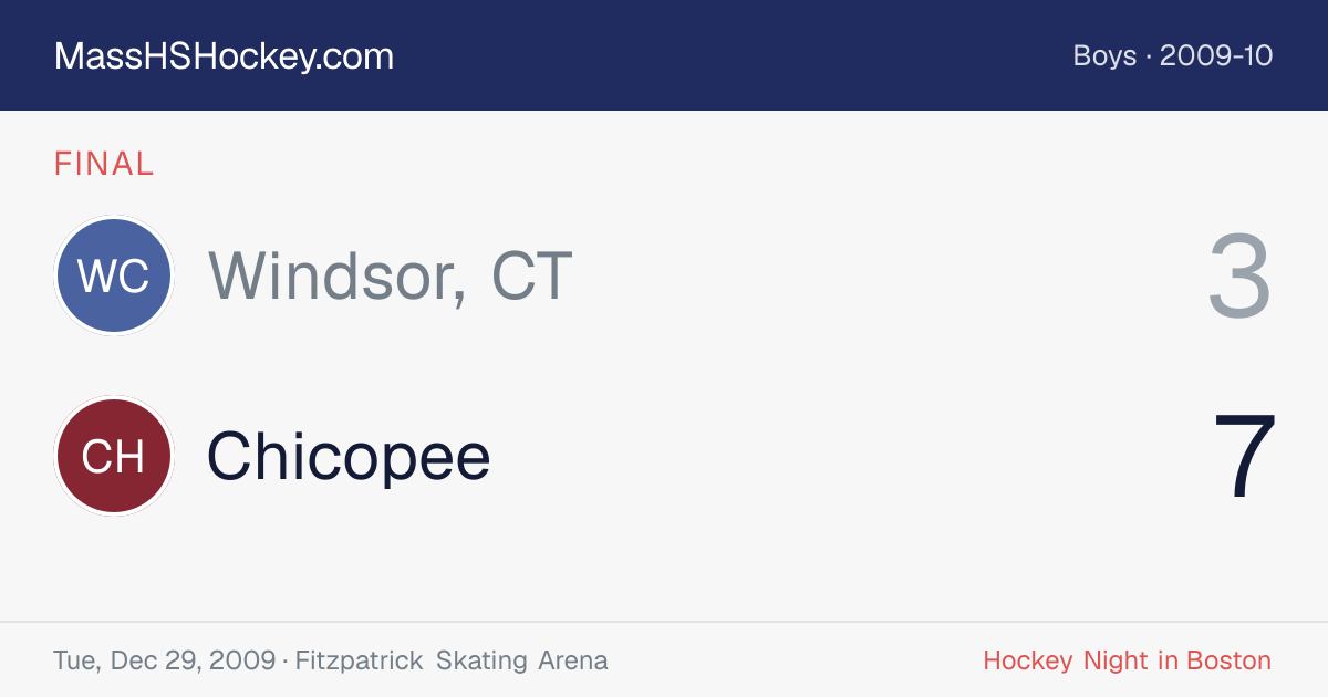 Windsor, CT at Chicopee score card